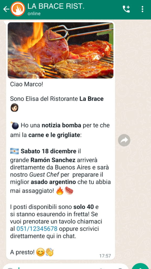 promo whatsapp per ristorante